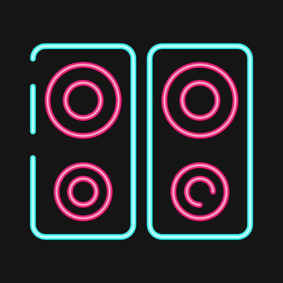Icon music device. Computer components elements. Icon in neon style. vector