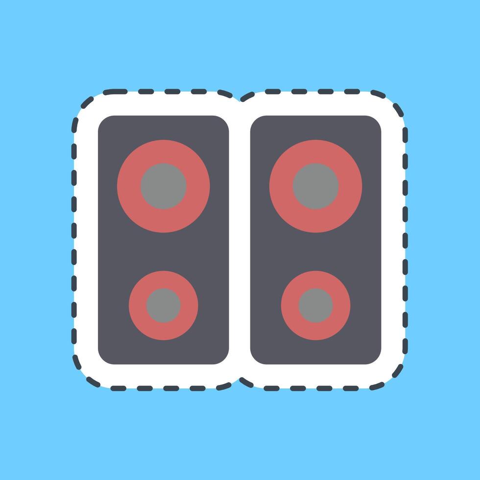 Cutting line sticker music device. Computer components elements. vector