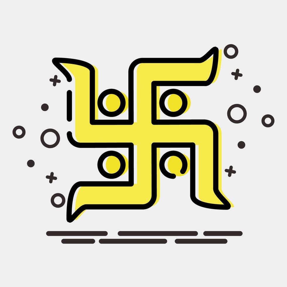 Icon swastika. Buddhism and vesak elements. Icon in MBE style. vector