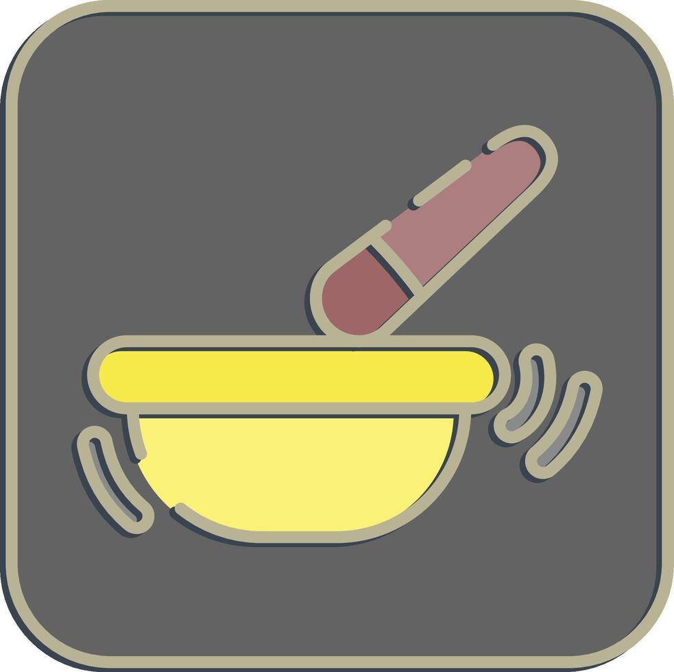 Icon singing bowl. Buddhism and vesak elements. Icon in embossed style. vector