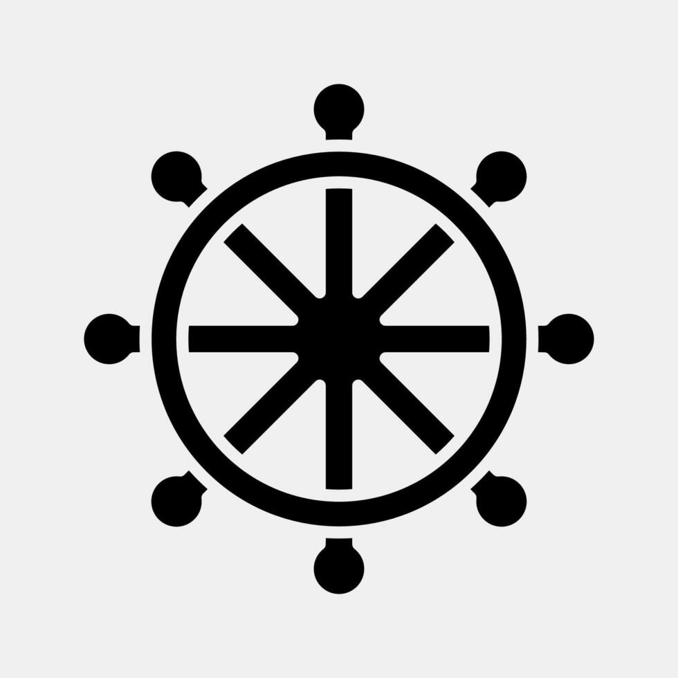 Icon dharma wheel. Buddhism and vesak elements. Icon in glyph style. vector