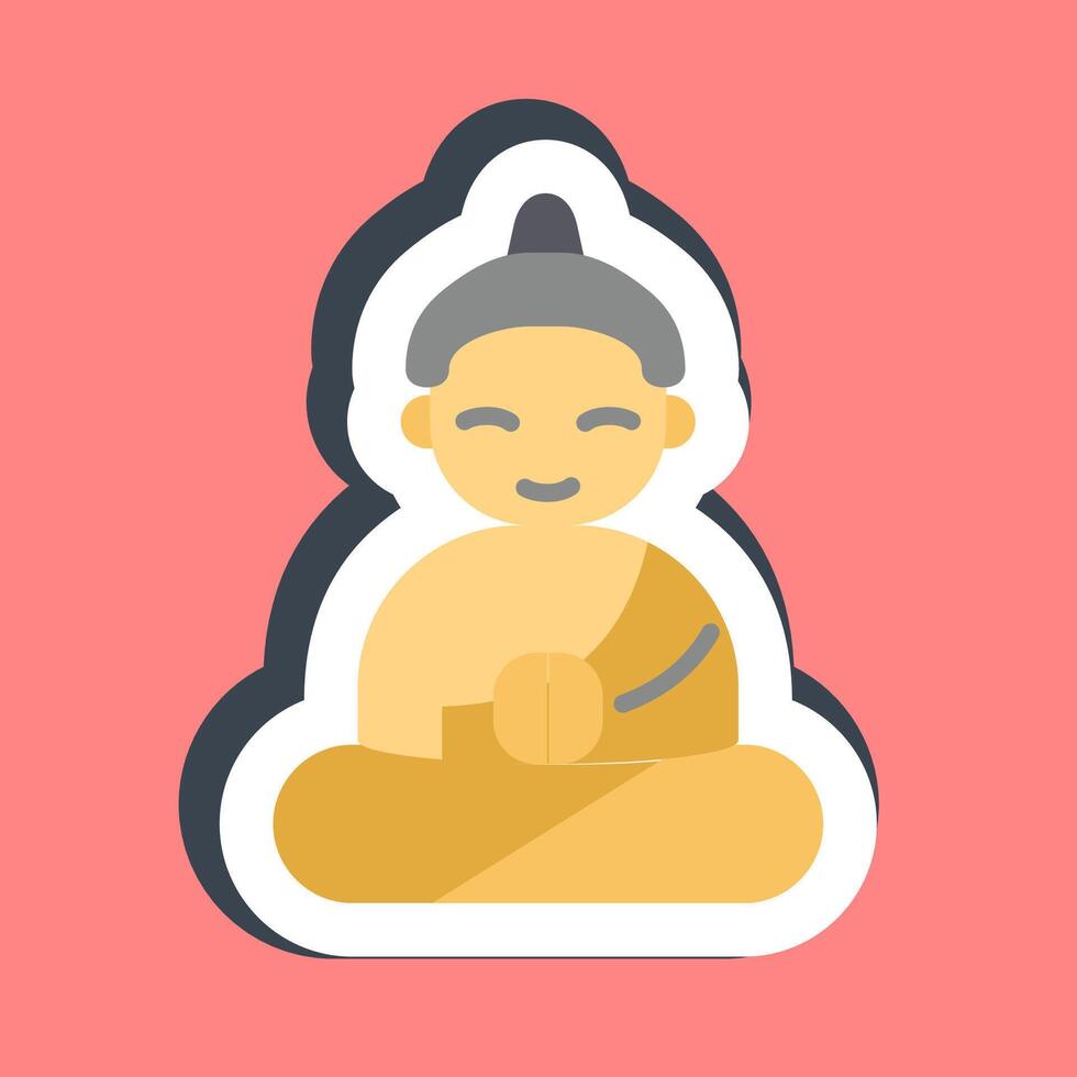 Sticker meditation. Buddhism and vesak elements. vector