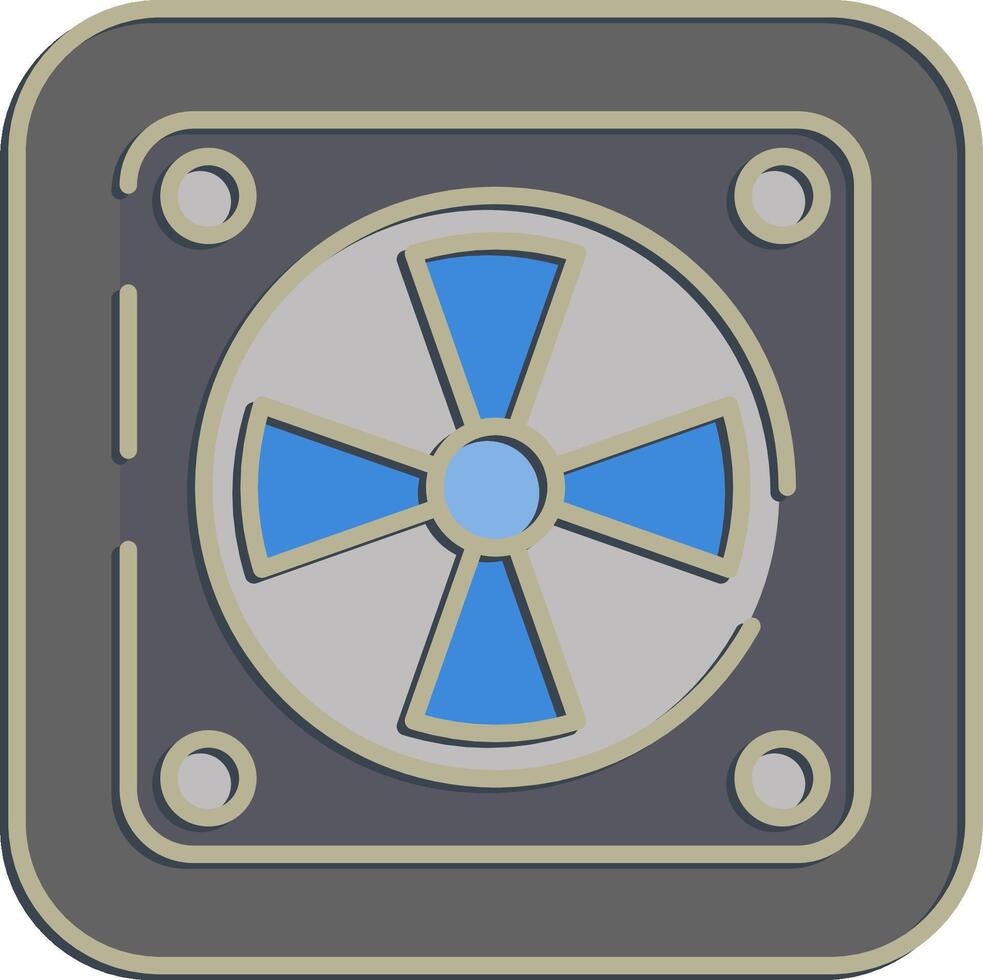 Icon cooling fan. Computer components elements. Icon in embossed style. vector