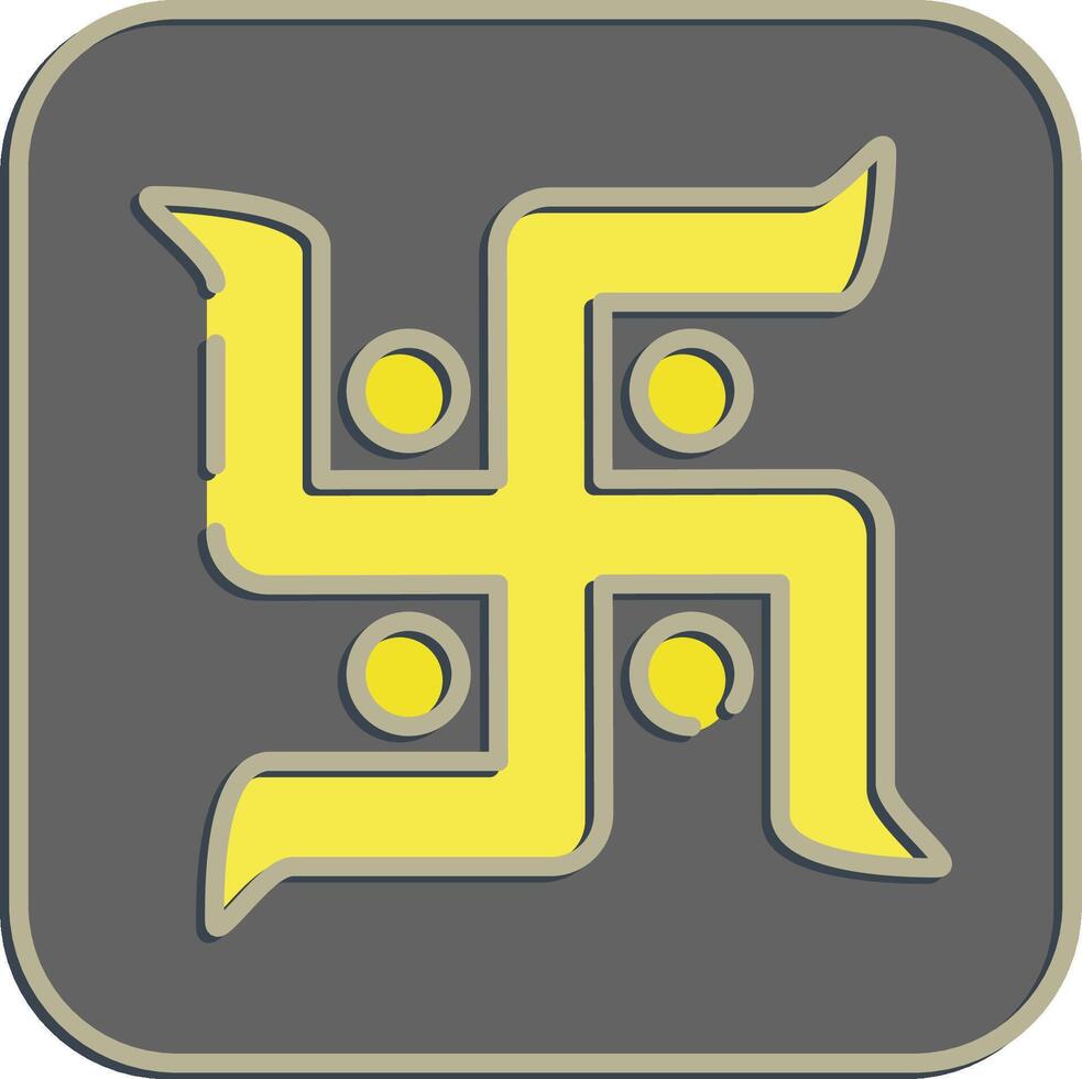 Icon swastika. Buddhism and vesak elements. Icon in embossed style. vector
