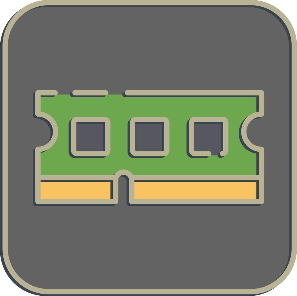 Icon ram. Computer components elements. Icon in embossed style. vector