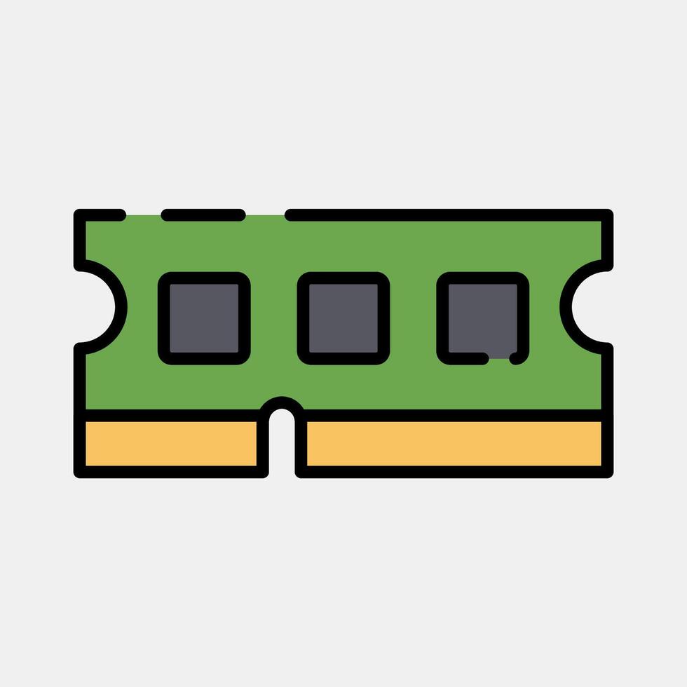Icon ram. Computer components elements. Icon in filled line style. vector
