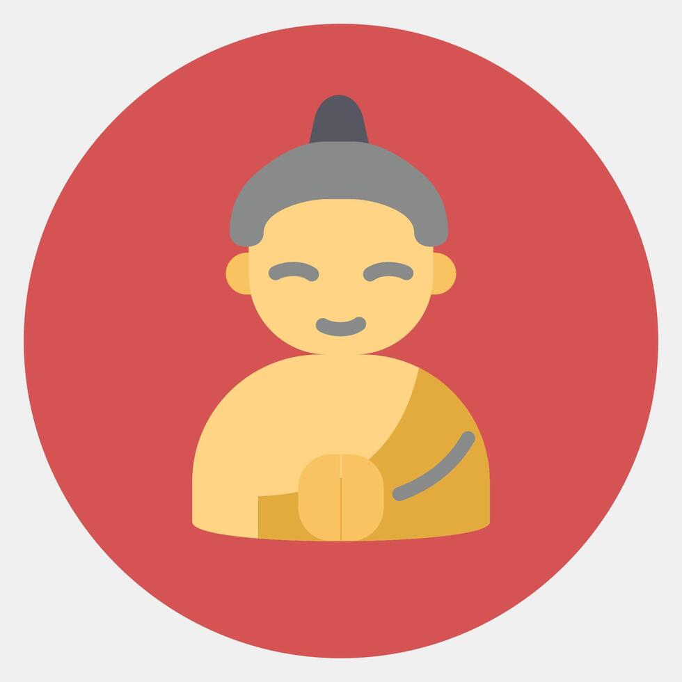 Icon buddha. Buddhism and vesak elements. Icon in color mate style. vector