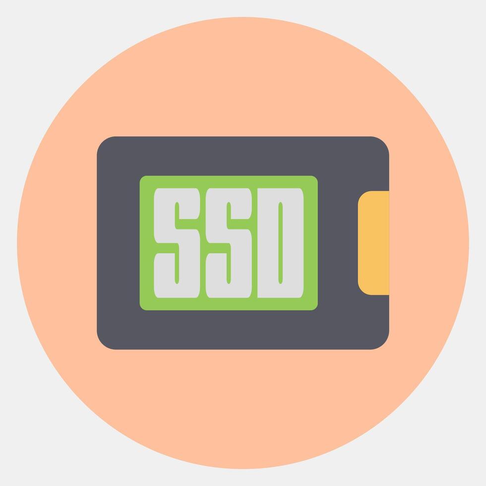 Icon ssd. Computer components elements. Icon in color mate style. vector