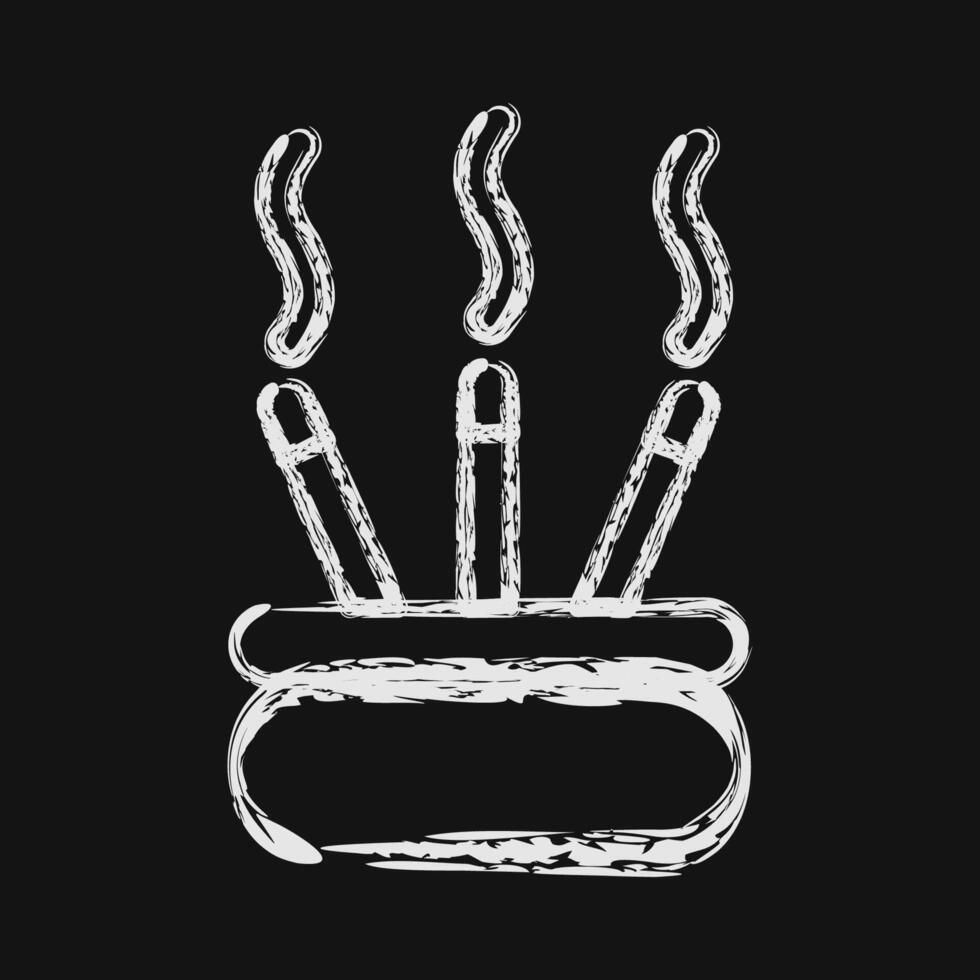 Icon incense. Buddhism and vesak elements. Icon in chalk style. vector