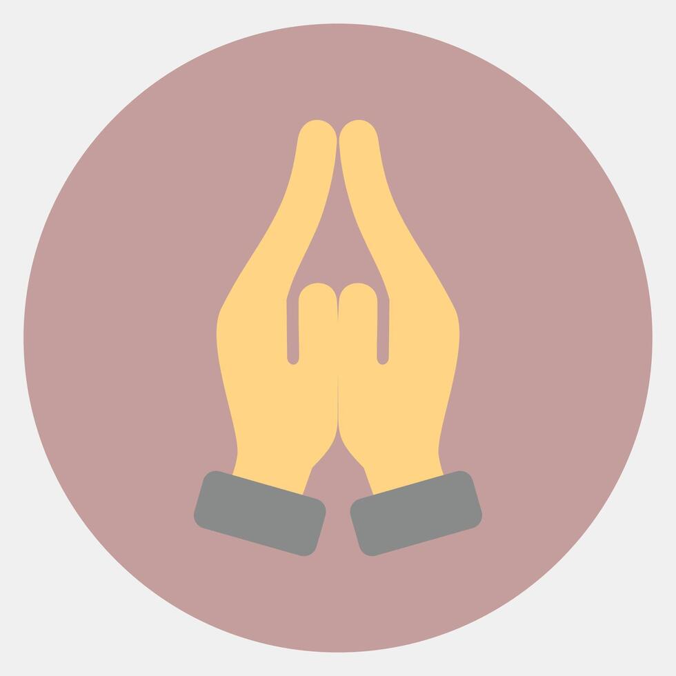 Icon prayer. Buddhism and vesak elements. Icon in color mate style. vector