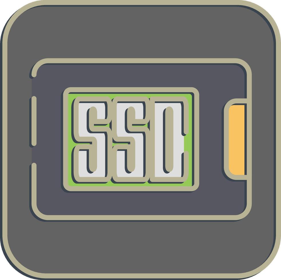 Icon ssd. Computer components elements. Icon in embossed style. vector