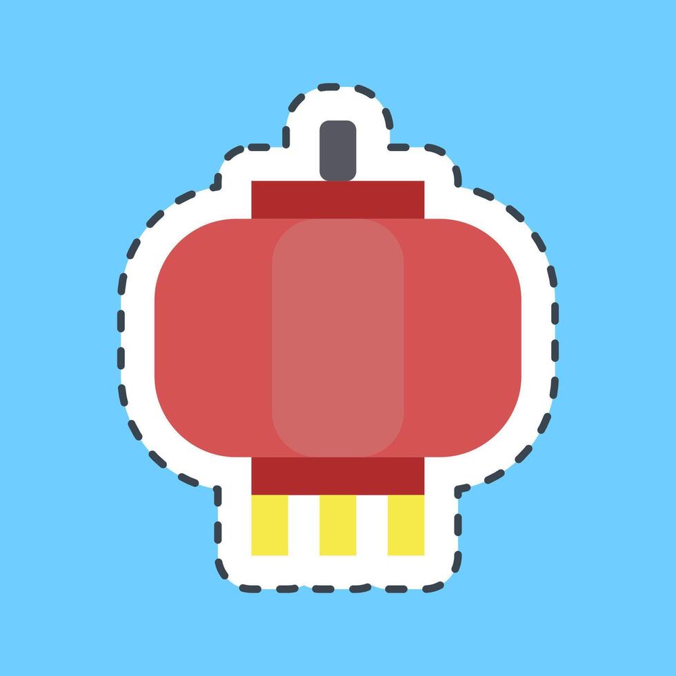 Cutting line sticker lantern. Buddhism and vesak elements. vector