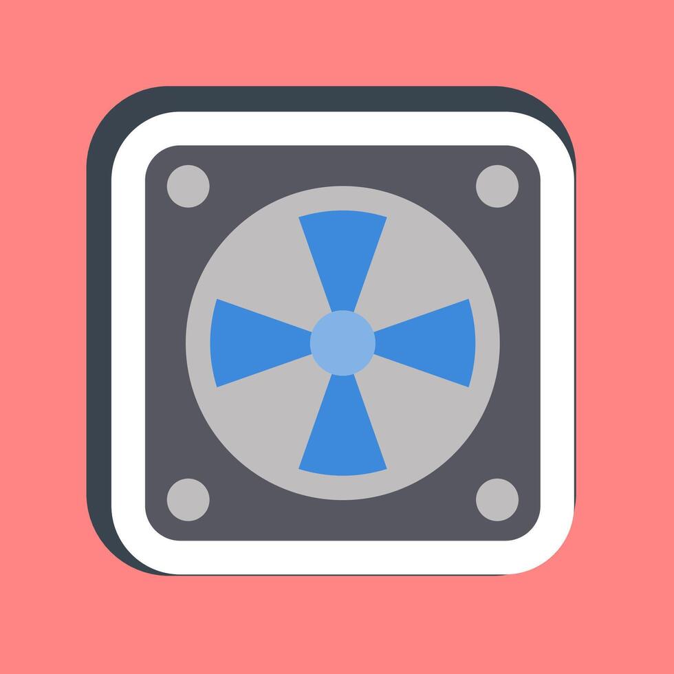 Sticker cooling fan. Computer components elements. vector