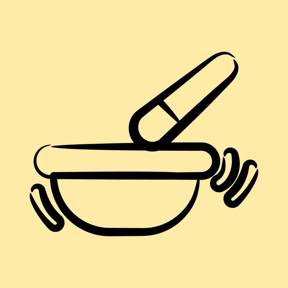 Icon singing bowl. Buddhism and vesak elements. Icon in hand drawn style. vector
