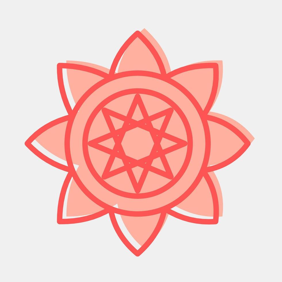 Icon mandala art. Buddhism and vesak elements. Icon in two tone style. vector