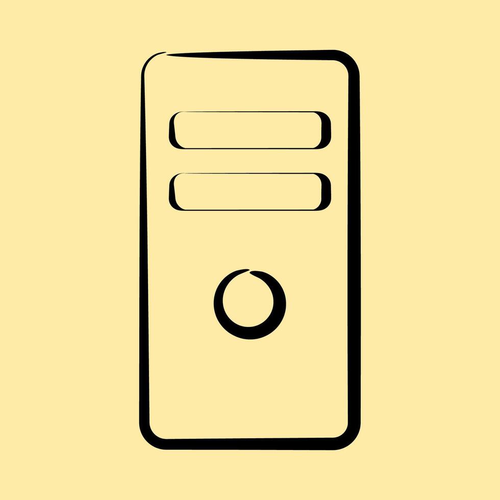 Icon system block. Computer components elements. Icon in hand drawn style. vector