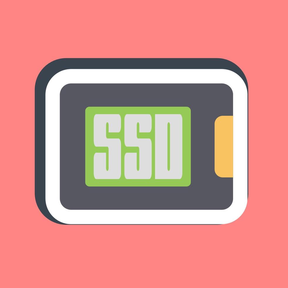 Sticker ssd. Computer components elements. vector