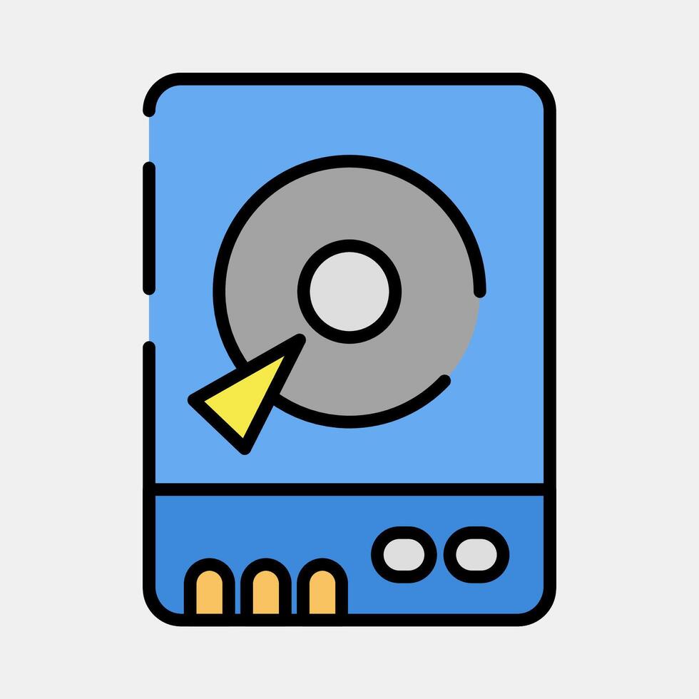 Icon hdd. Computer components elements. Icon in filled line style. vector