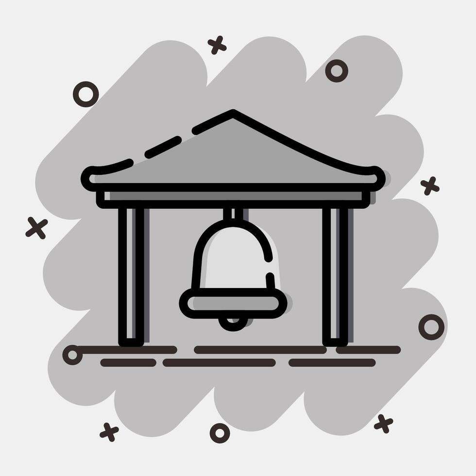 Icon bell. Buddhism and vesak elements. Icon in comic style. vector