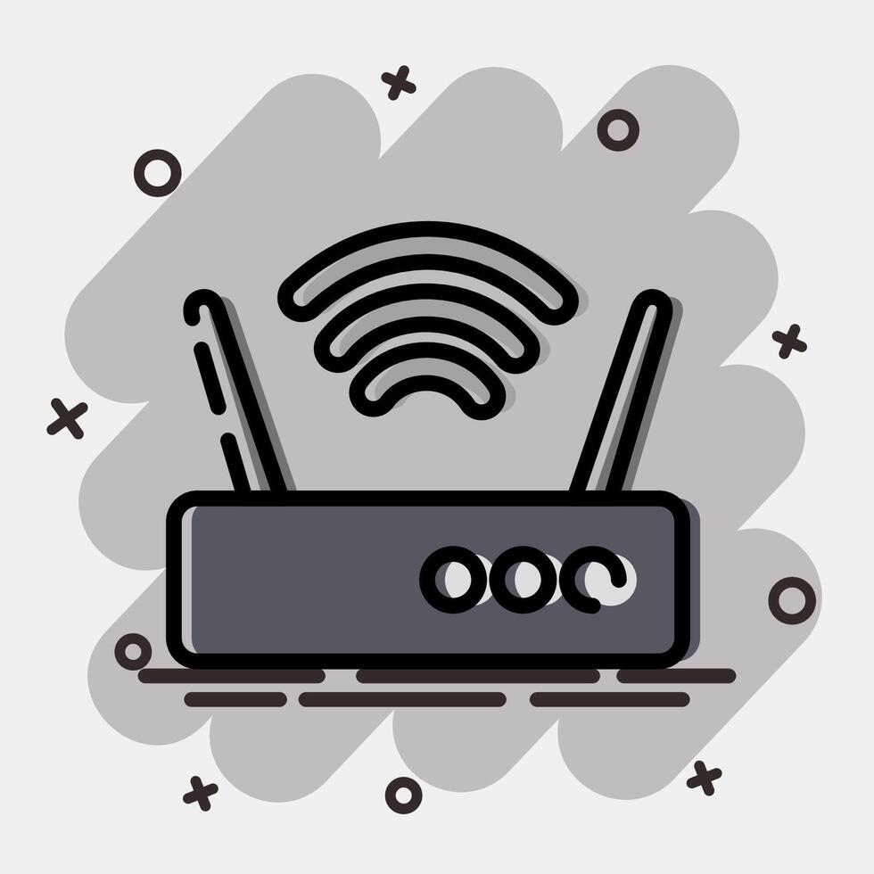 Icon router. Computer components elements. Icon in comic style. vector