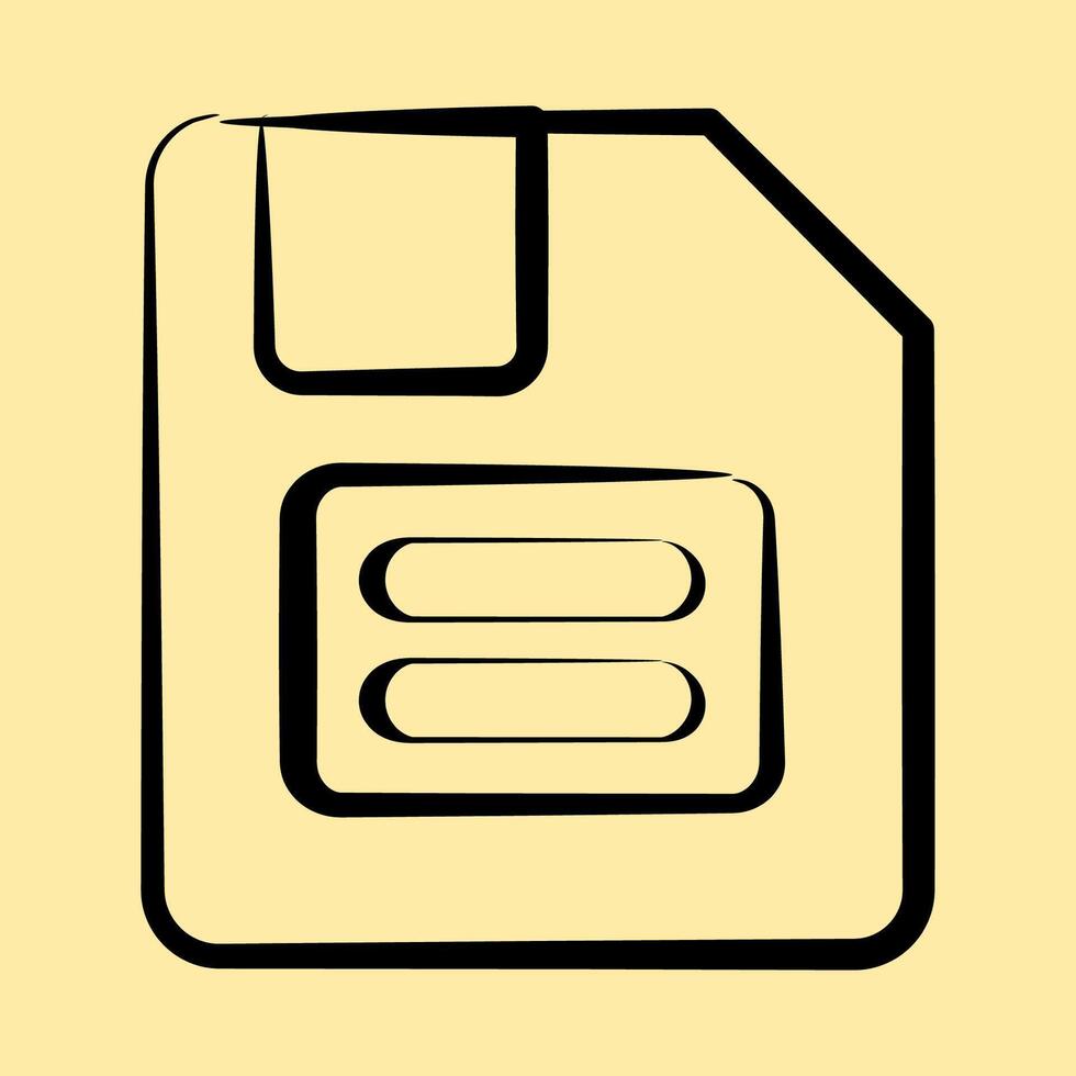 Icon floppy disk. Computer components elements. Icon in hand drawn style. vector