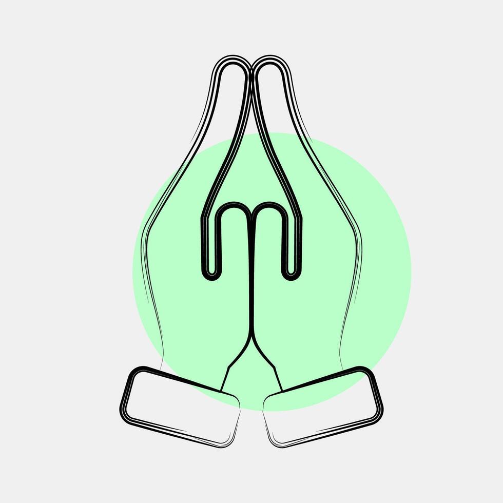 Icon prayer. Buddhism and vesak elements. Icon in color spot style. vector