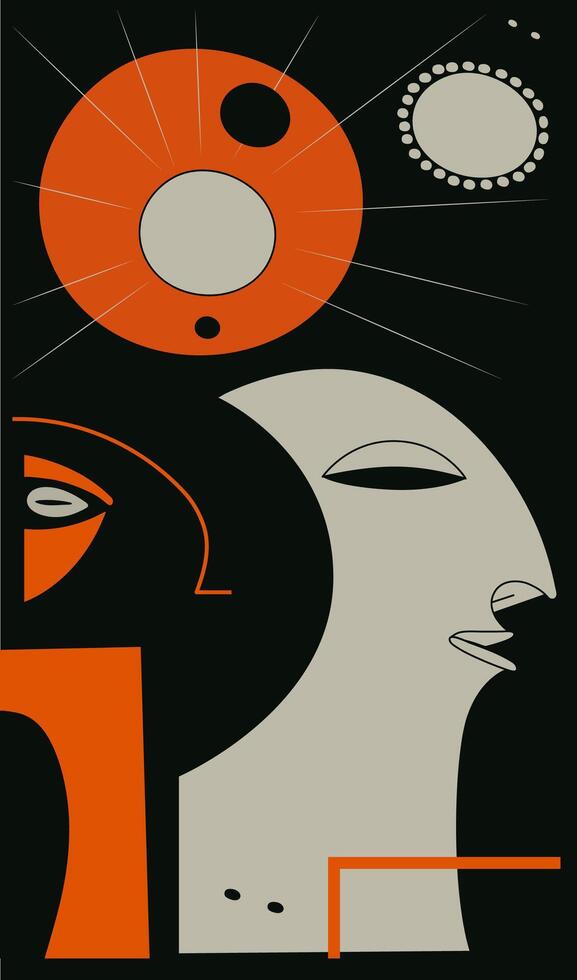 Surrealistic art illustration in ethnic style Abstract Painting with Geometric Shapes. vector