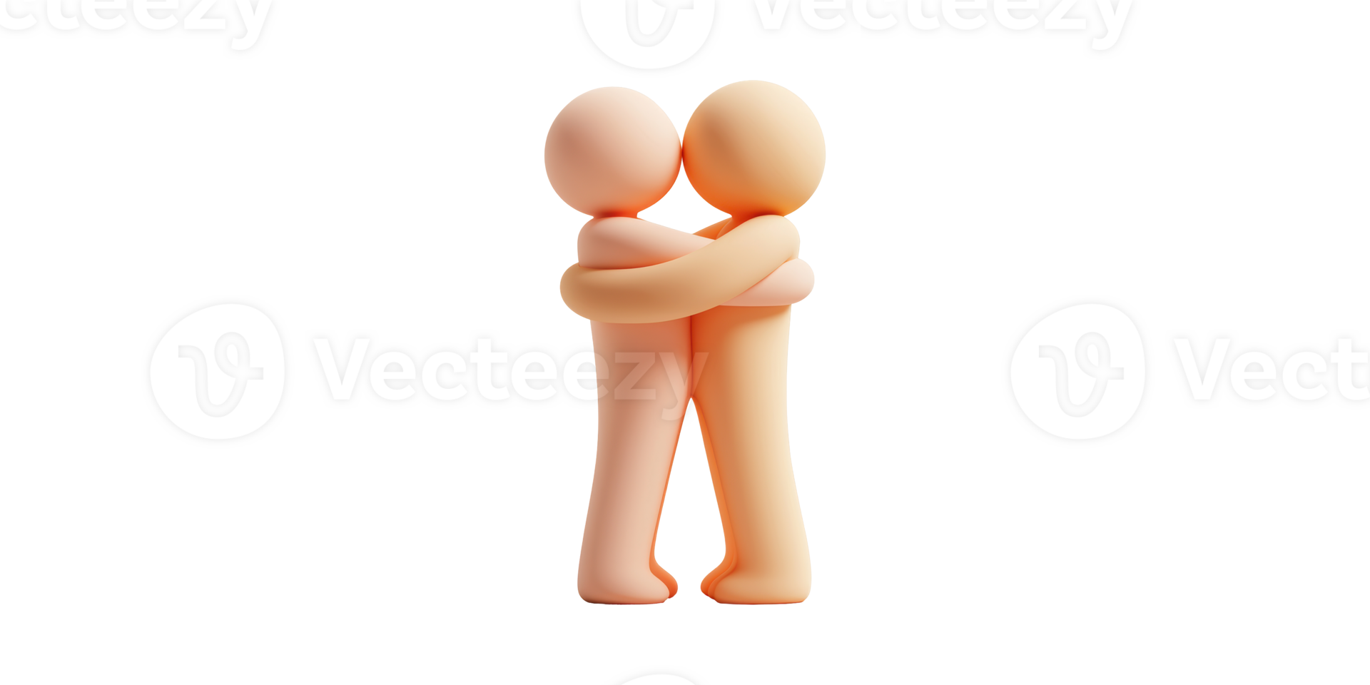 3D Illustration Of Two Figures Embracing. Symbolizes Connection And Emotional Support Isolated On Transparent Background png
