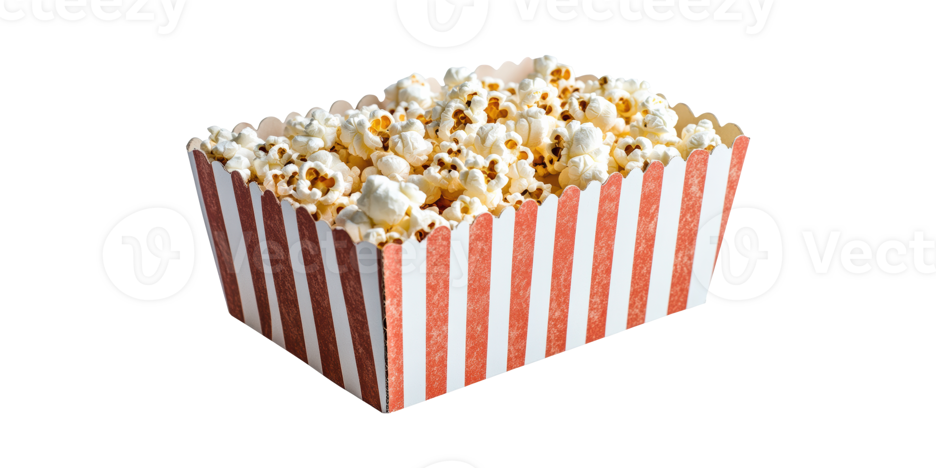 Box Of Popcorn With Red Stripes. Classic Movie Snack For Cinema Experience Isolated On Transparent Background png
