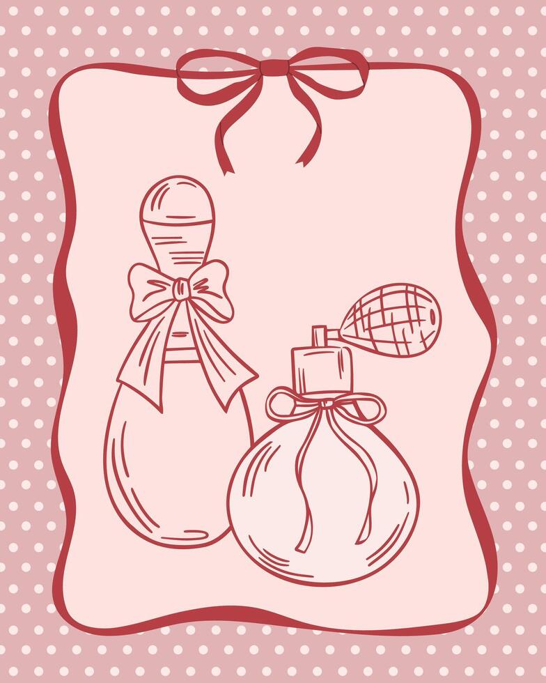 Elegant bottle of perfume in coquette style vector
