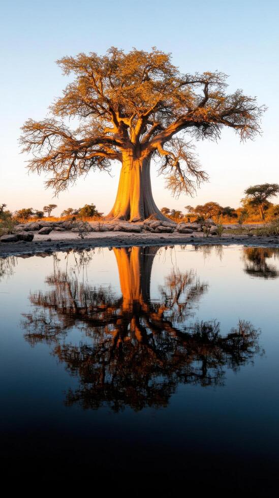 Reflective Waters at Baobab Waterhole photo