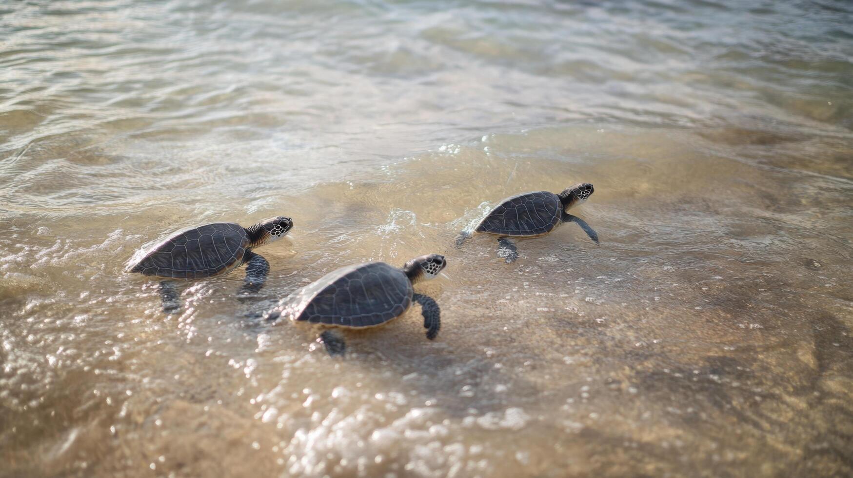 Serene Turtles Amid the Oceans Blues photo