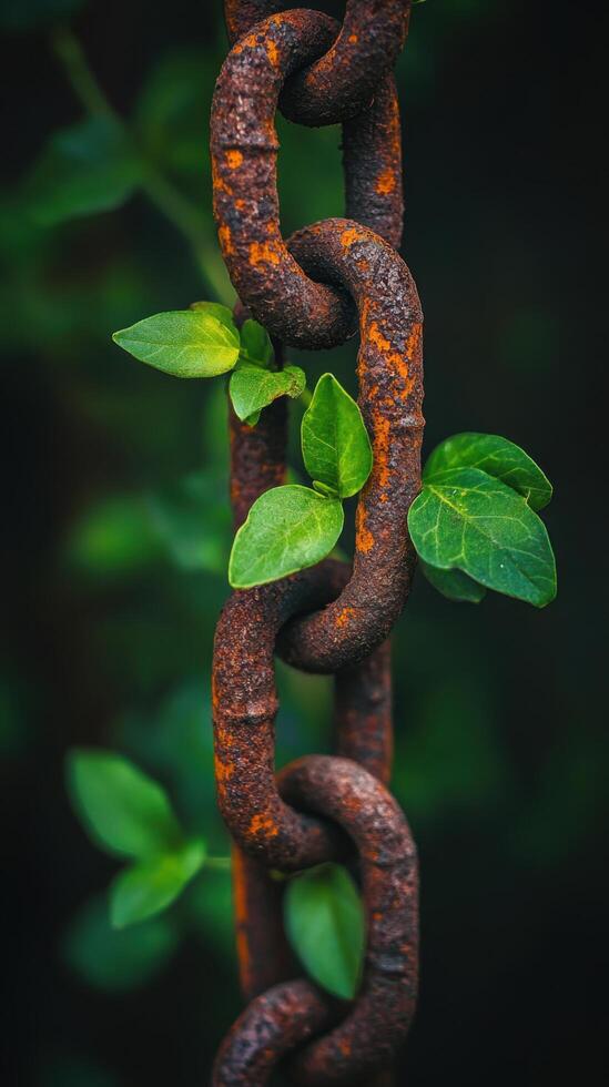 Greenery Sprouting from Rusty Links photo