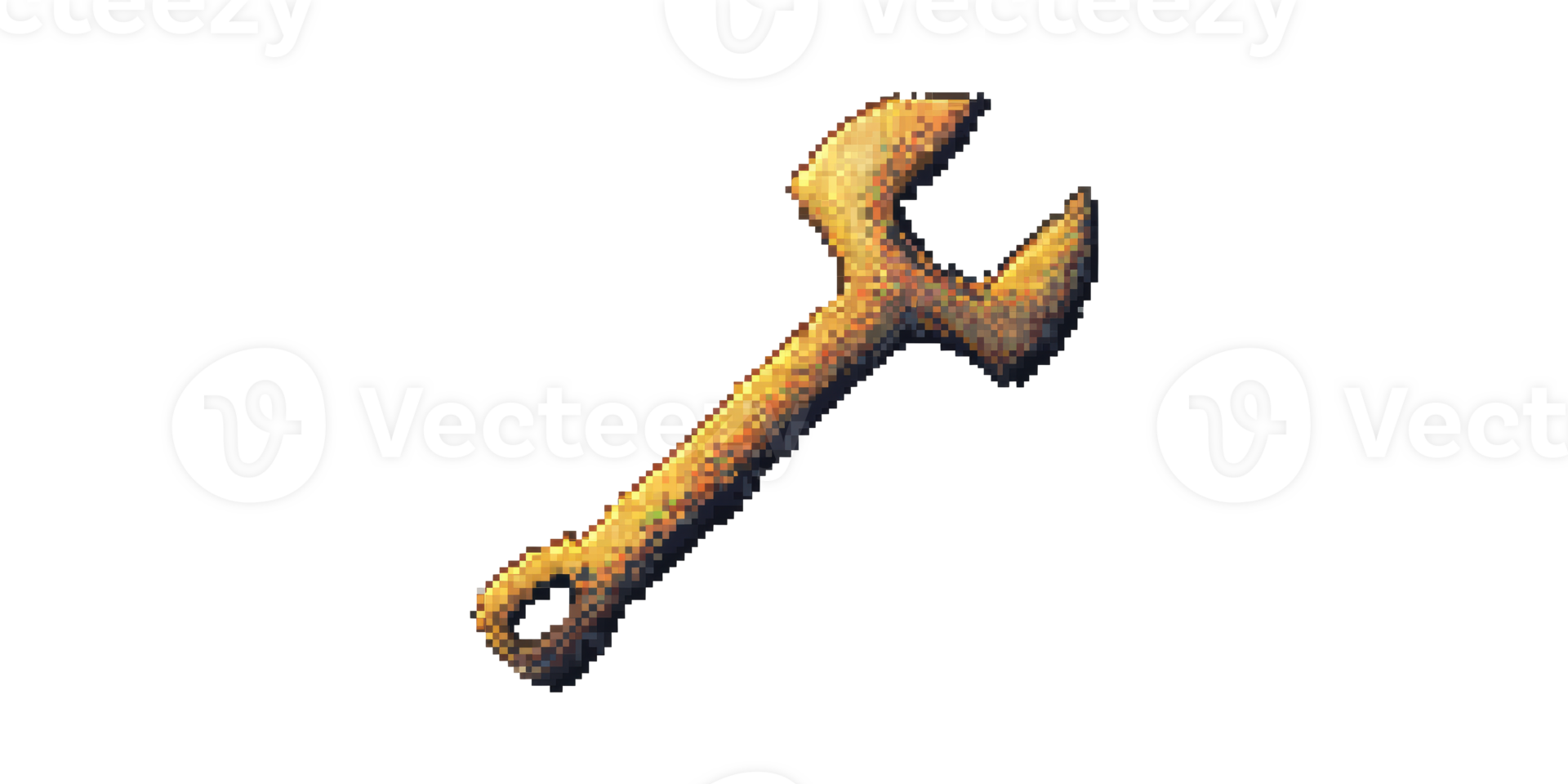 Rustic Pixelated Wrench Icon. Retro Gaming And Digital Art Tool Representation Isolated On Transparent Background png