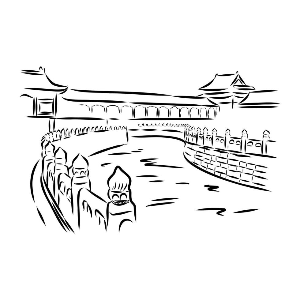 The Great Forbidden City in China sketch vector