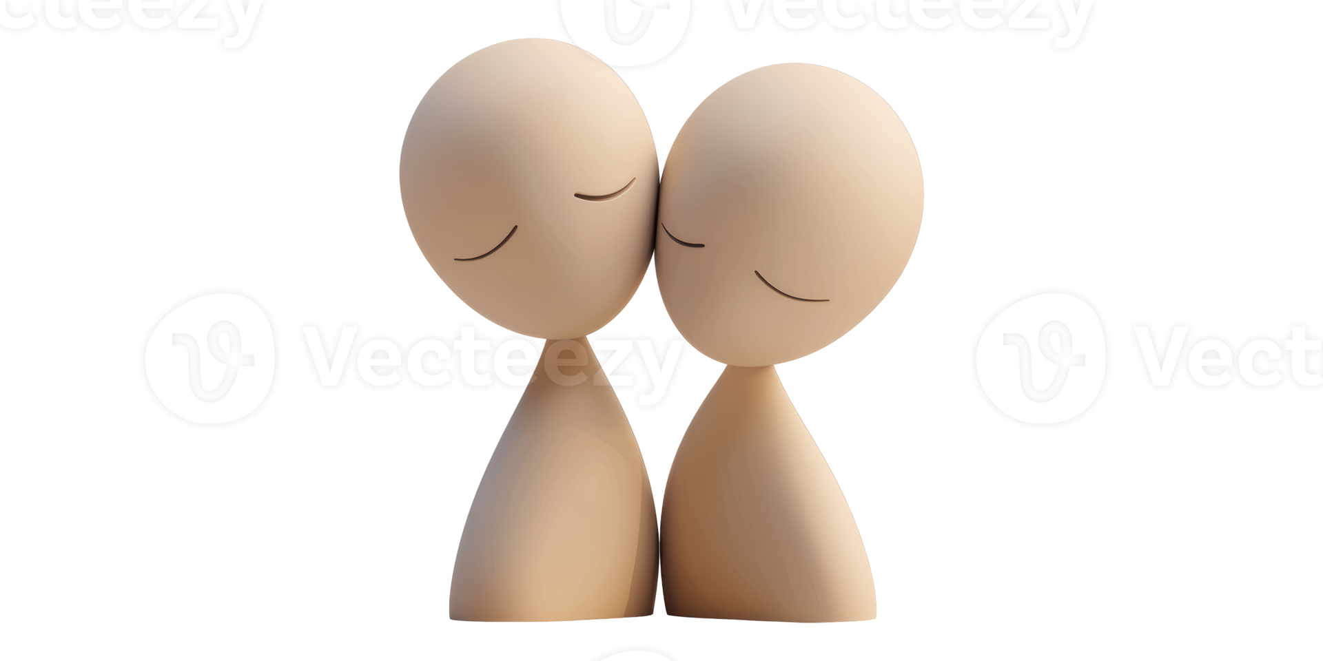 Minimalist Wooden Figures Embracing. Symbol Of Love And Connection Isolated On Transparent Background png