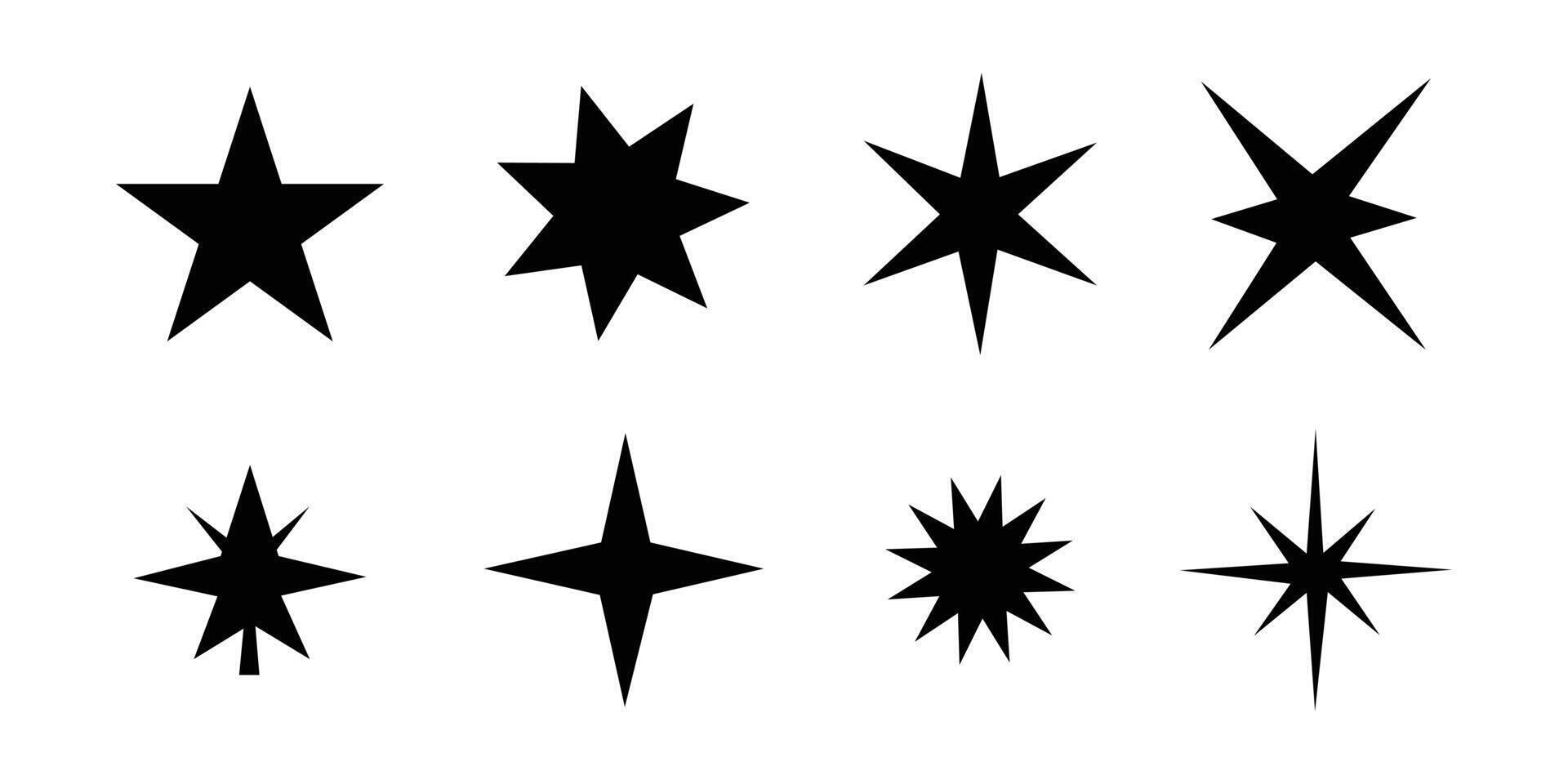 Star icon collection. Different star shapes. Black stars icon set. Sparkle star icon set vector