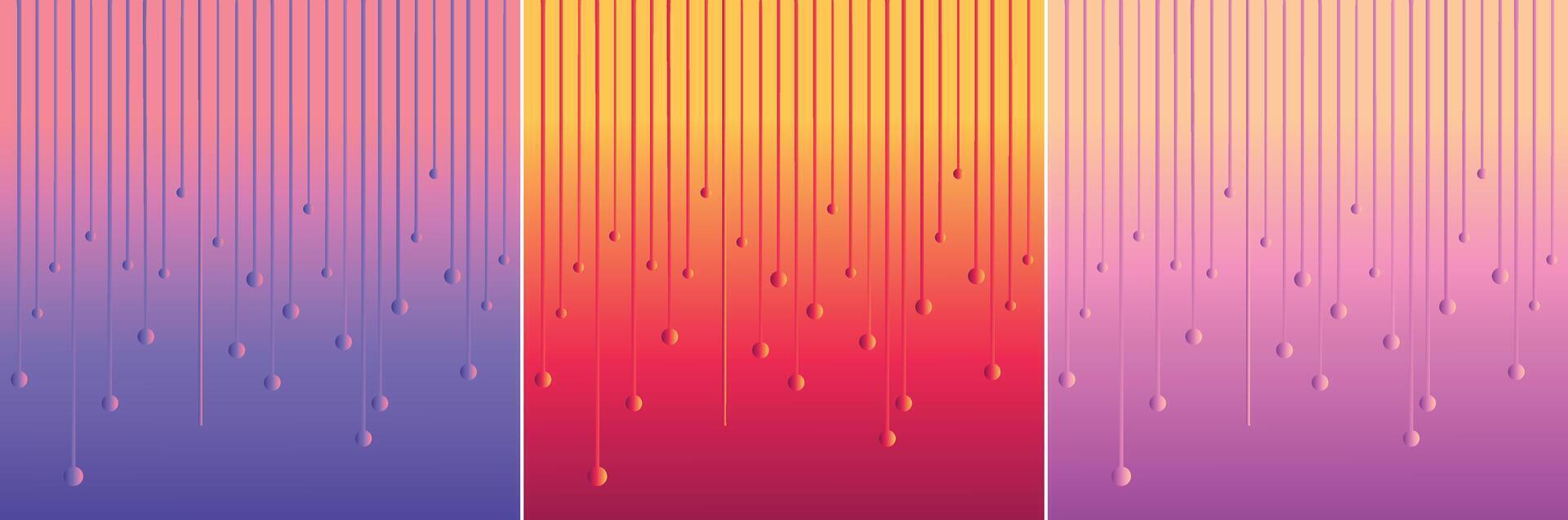 Abstract line with dot poster background set. Minimalist cover template with vibrant perspective line wave in motion. Ideal design for social media, cover, banner, flyer, music, ads vector