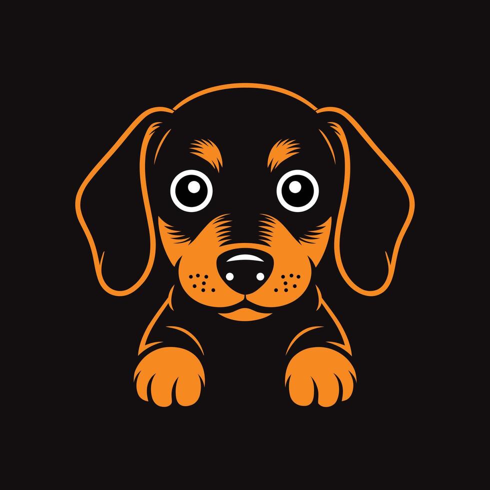 Dog face gold silhouette on black background. Isolated wild animal icon, decal, sticker or tattoo, mascot of husky, dog, wolf or fox face profile side view. Hunting emblem, wildlife animal vector