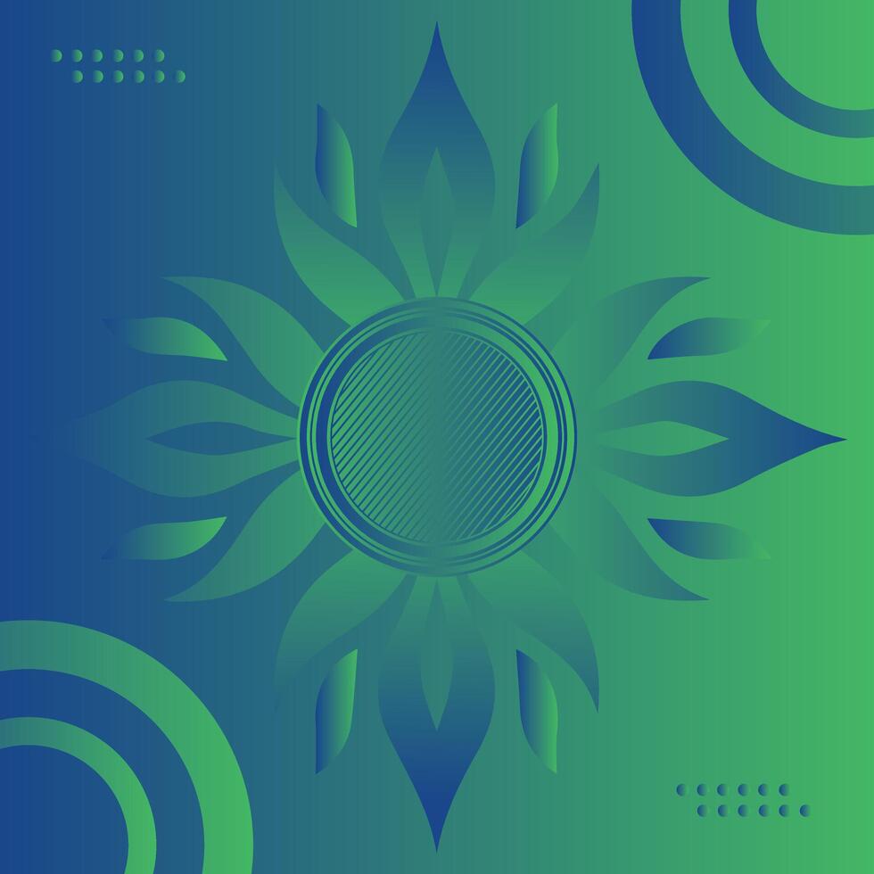 Premium mandala design with gradient blue and green effect for decoration, cover, template, banner, poster, card Creative mandala floral background with ornament and green colour vector