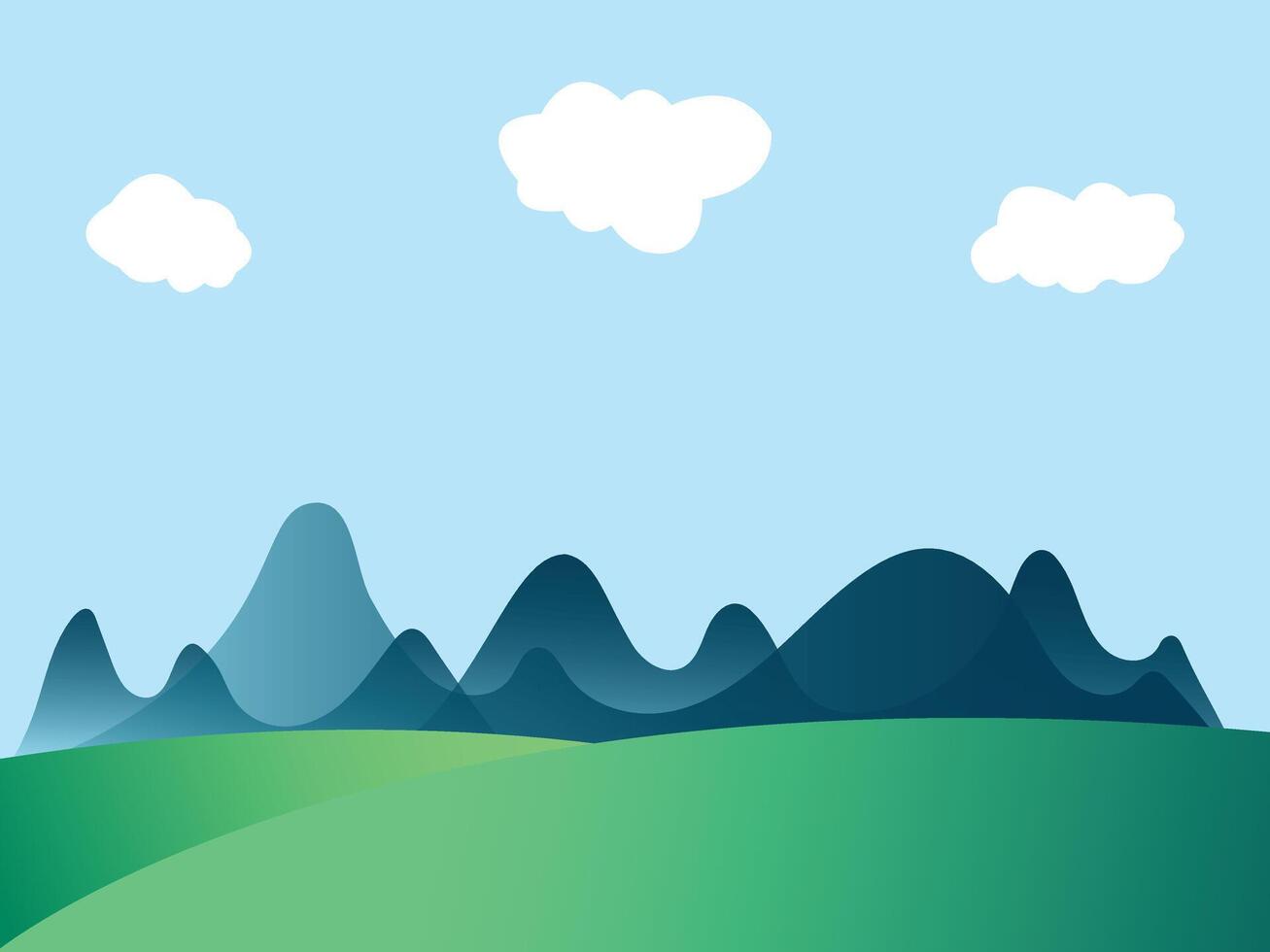 Landscape of mountain range with pine forest and cloudy sky. illustration of scenery mountain ridge with coniferous forest. Green jagged mountain panorama with pine forest silhouette vector