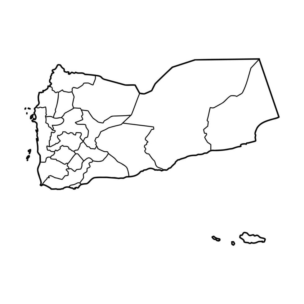 Map of the unitary State of Yemen drawing vector