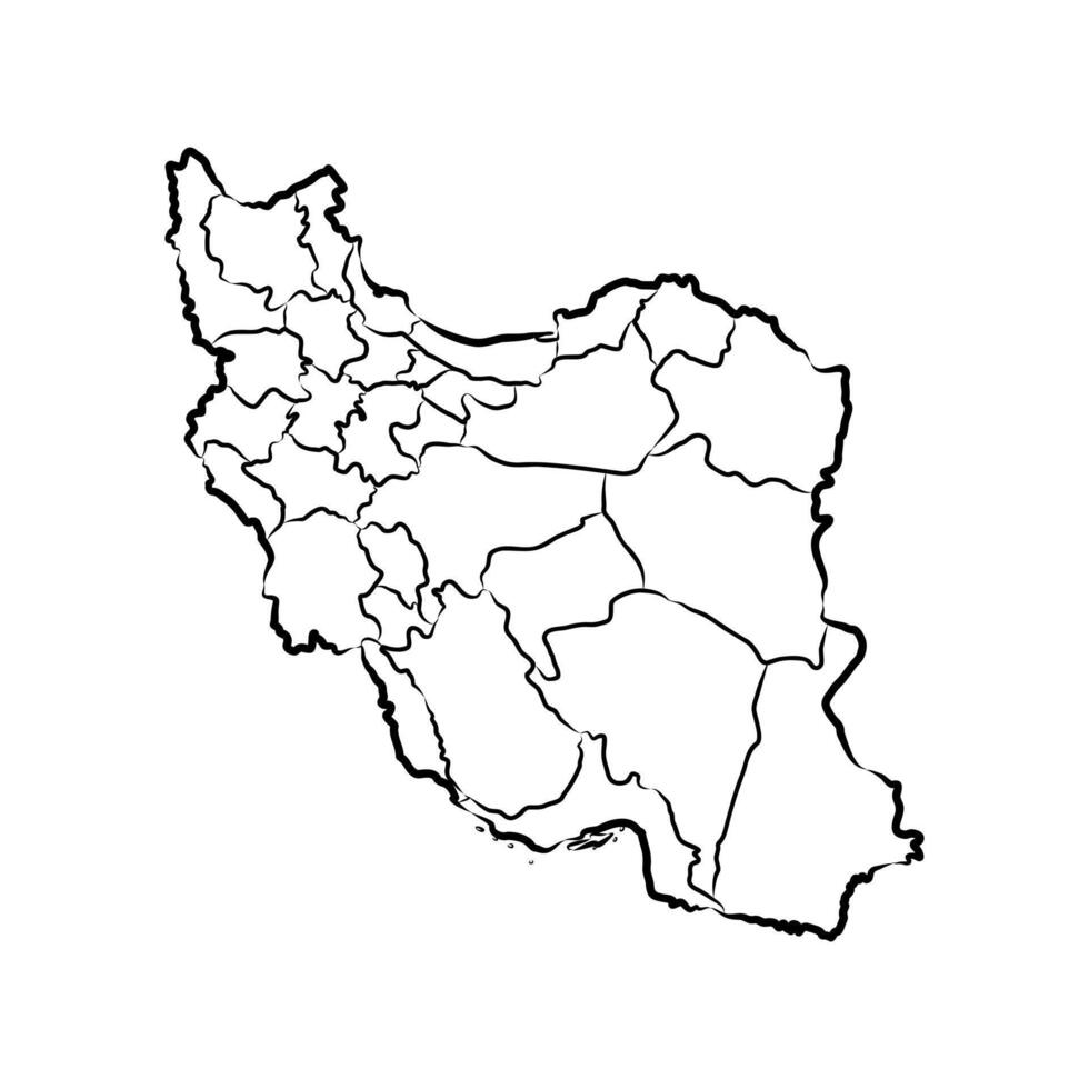map of the Islamic Republic of Iran handmade sketch vector