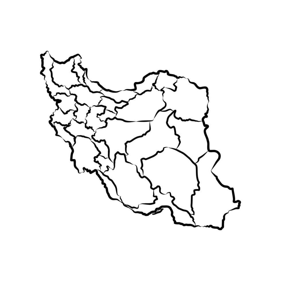 map of the Islamic Republic of Iran hand-drawn vector