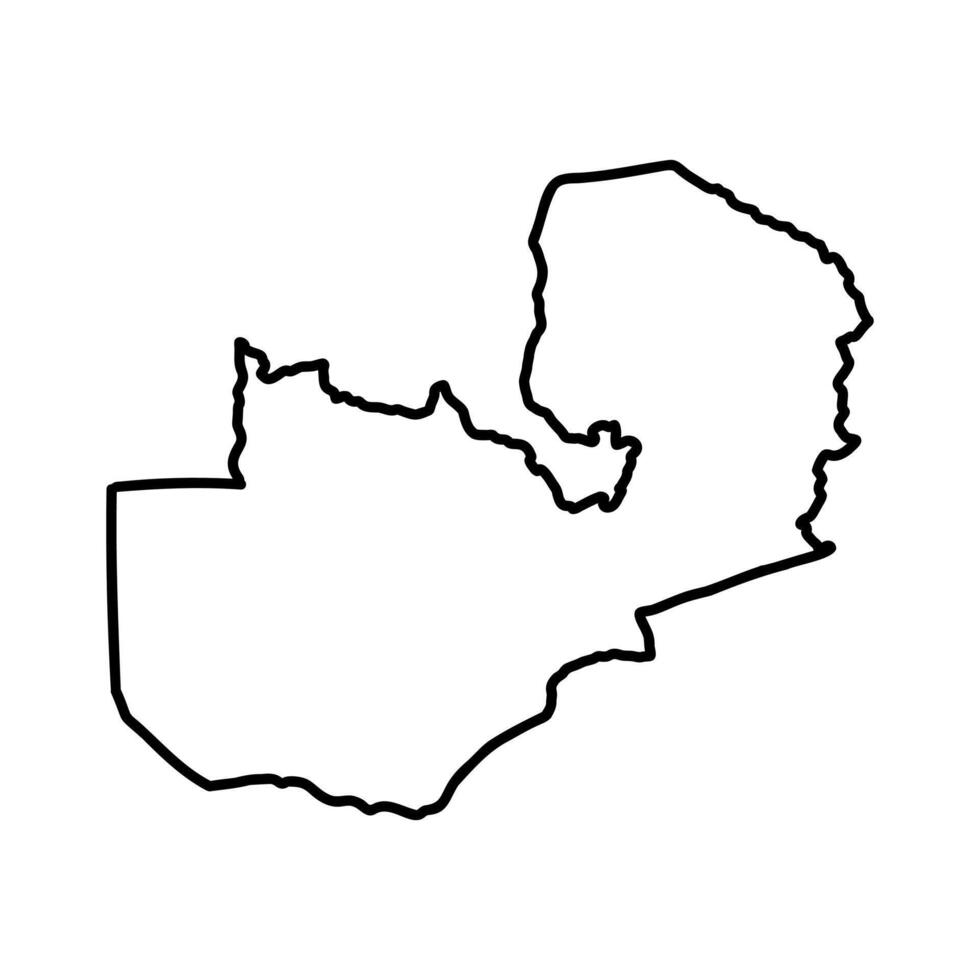 Zambia state map black and white sketch vector