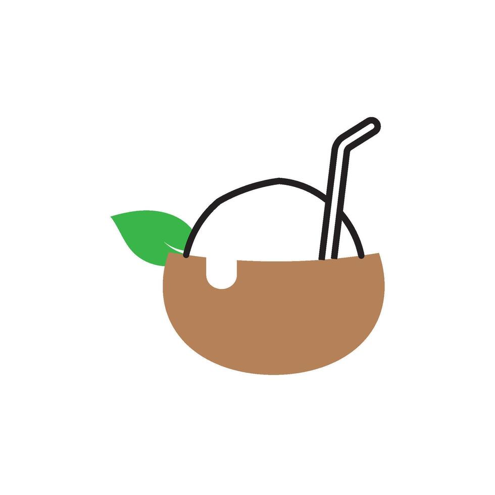 Coconut drink icon simple flat illustration vector