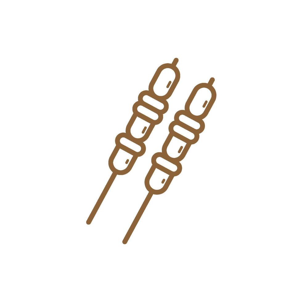 Sate indonesian traditional food icon line simple flat vector