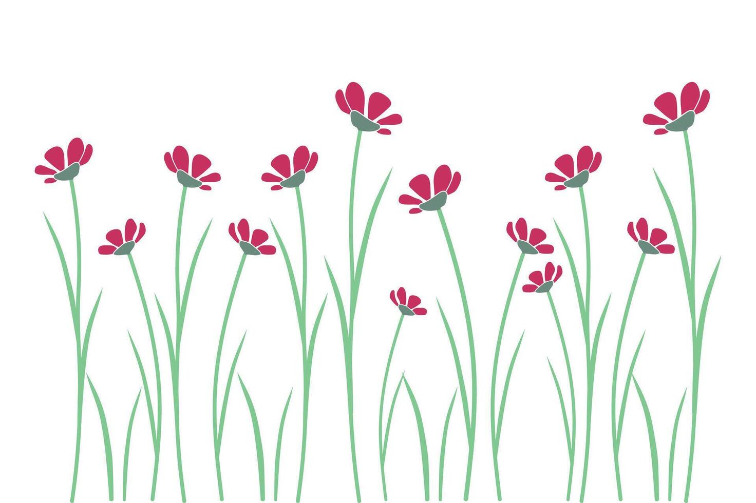 A beautiful colorful illustration of a variety of flowers in a field coloring page vector