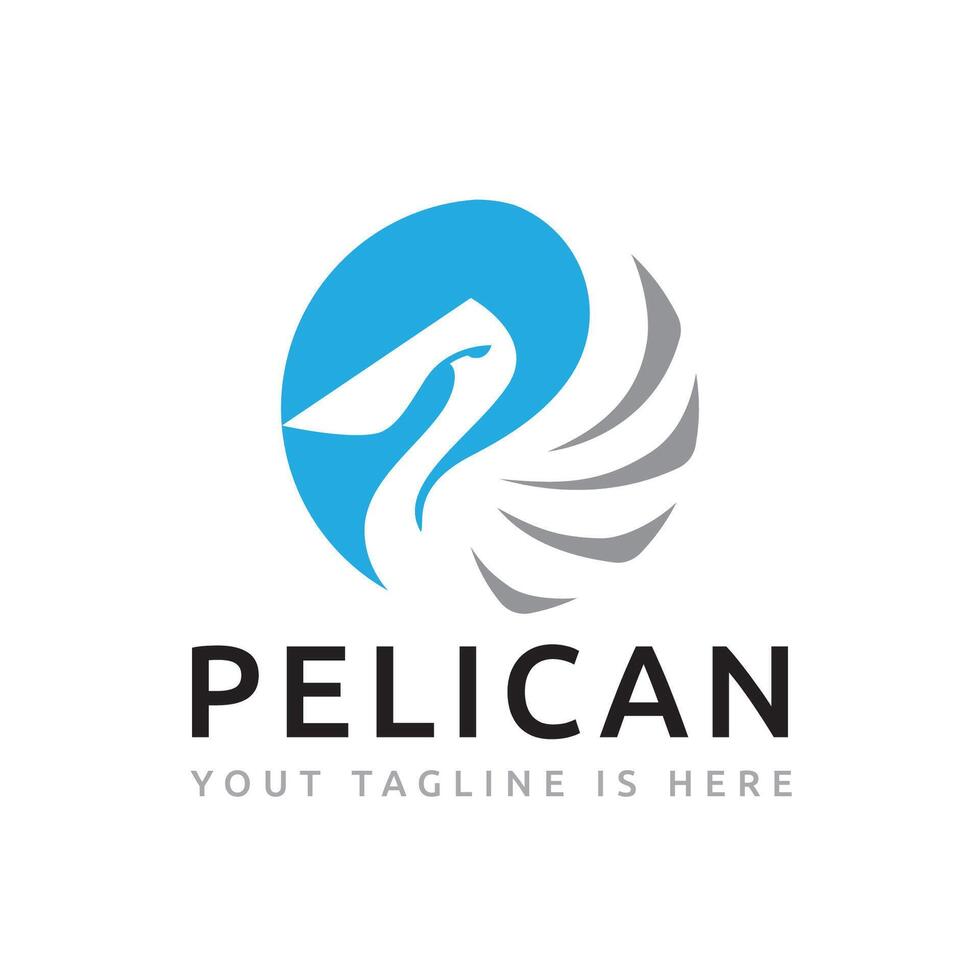 Circle Pelican Bird Animal Nature Negative Space Business Logo Template vector