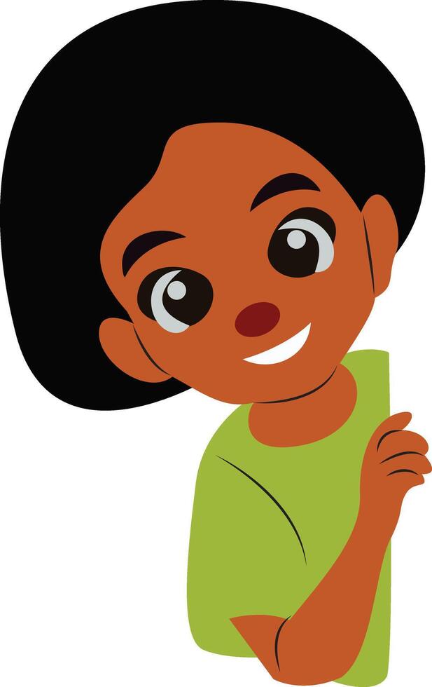Smiling girl Peeking Around Corner Cartoon Illustration vector